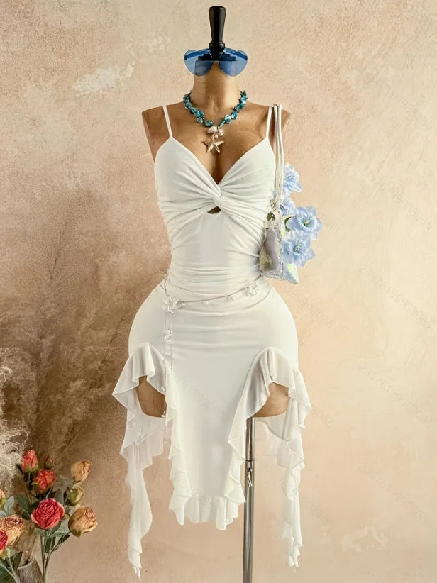 Aurelle Asymmetric Ruffle Dress