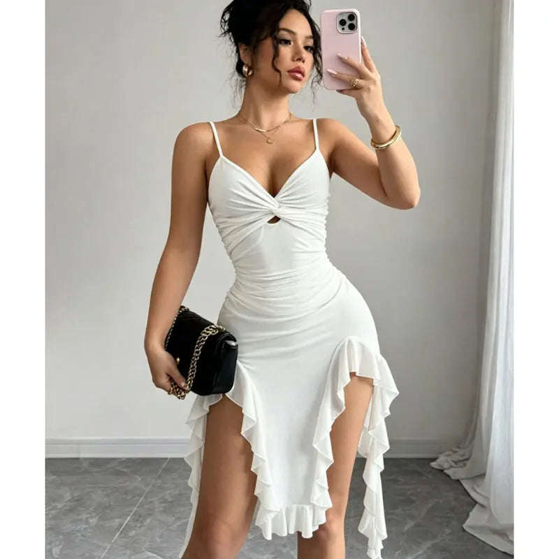 Aurelle Asymmetric Ruffle Dress