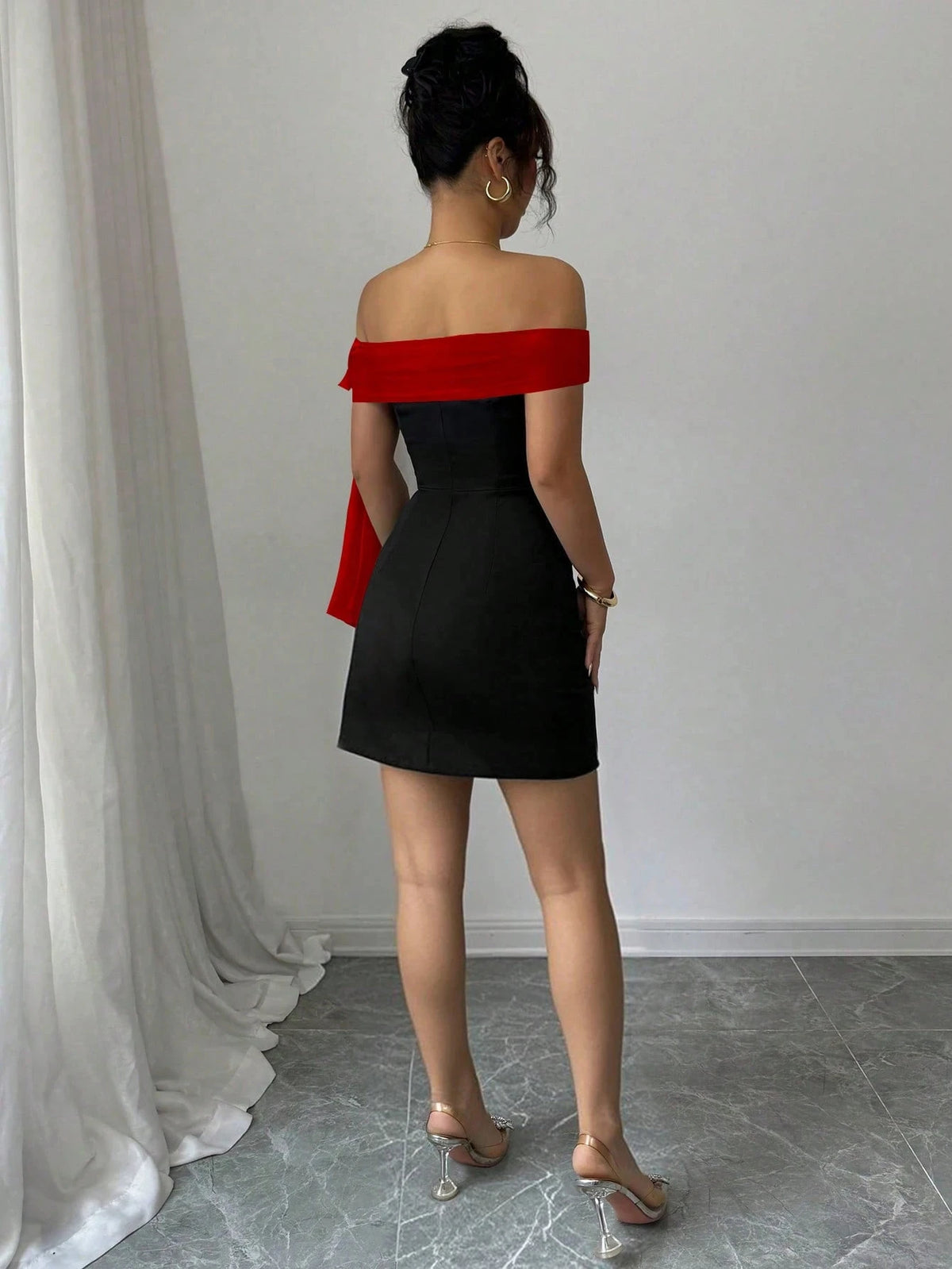 Rouge Bow Off Shoulder Dress