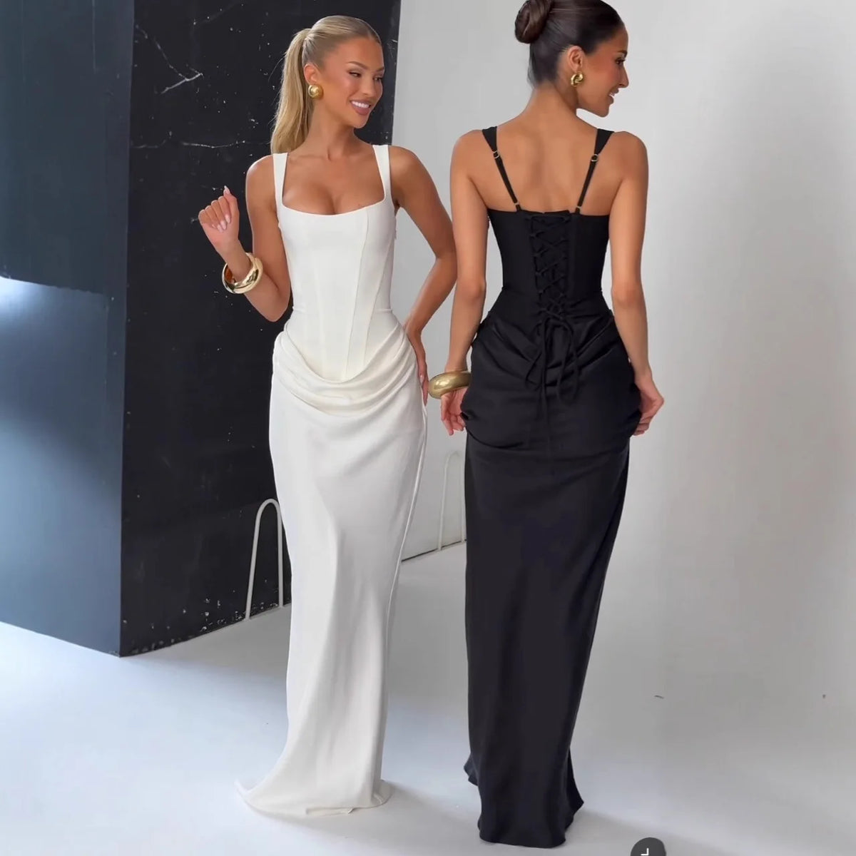 Soiree Lace Up Maxi Dress