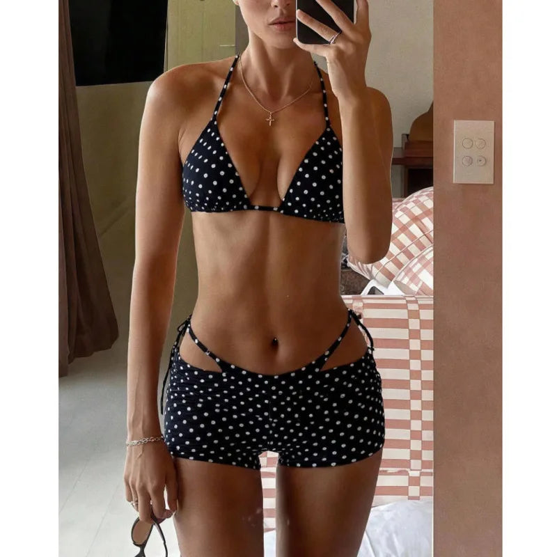 Midnight Dot Three Piece Bikini Set