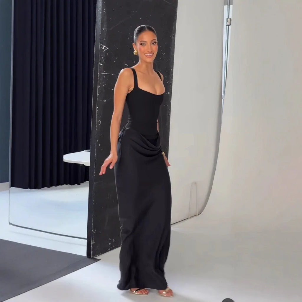 Soiree Lace Up Maxi Dress