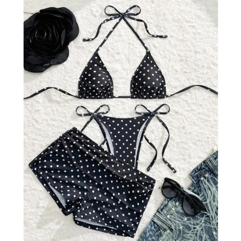 Midnight Dot Three Piece Bikini Set
