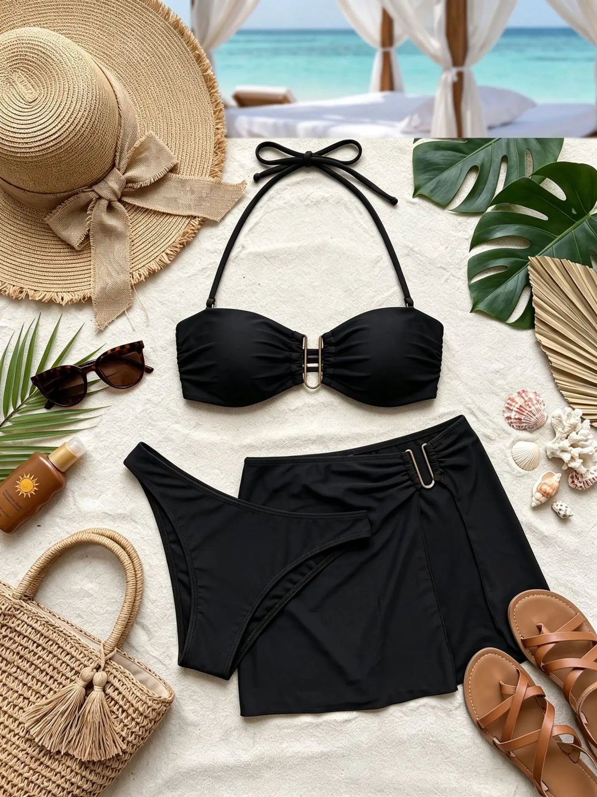 Cocoa Metal Ring Bikini Set