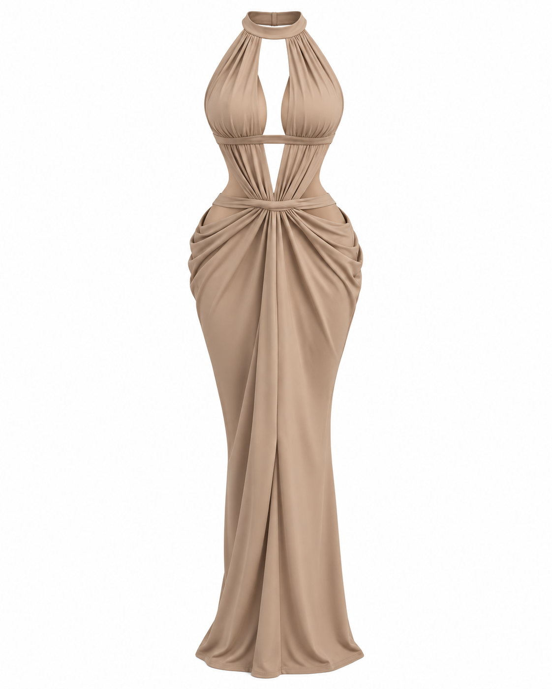 Selene Halter Drape Maxi Dress